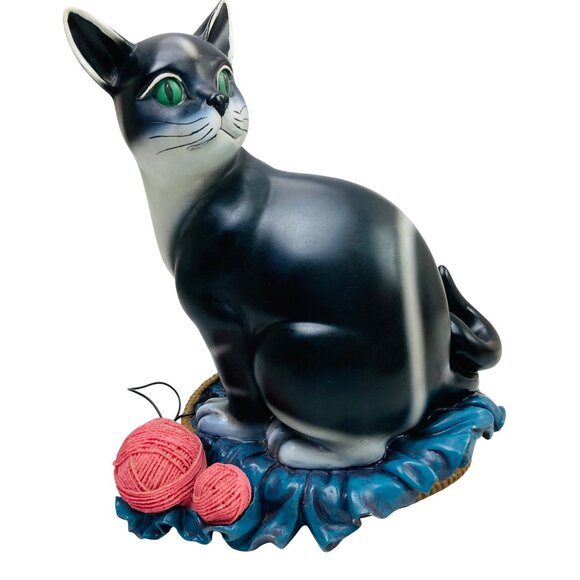 Vintage Ceramic Black Cat Coin Bank & Message Board 9" Tall Figurine Unique - Picture 1 of 11